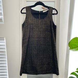 🌷Black gold tweed metallic coco-style shift loose mini dress